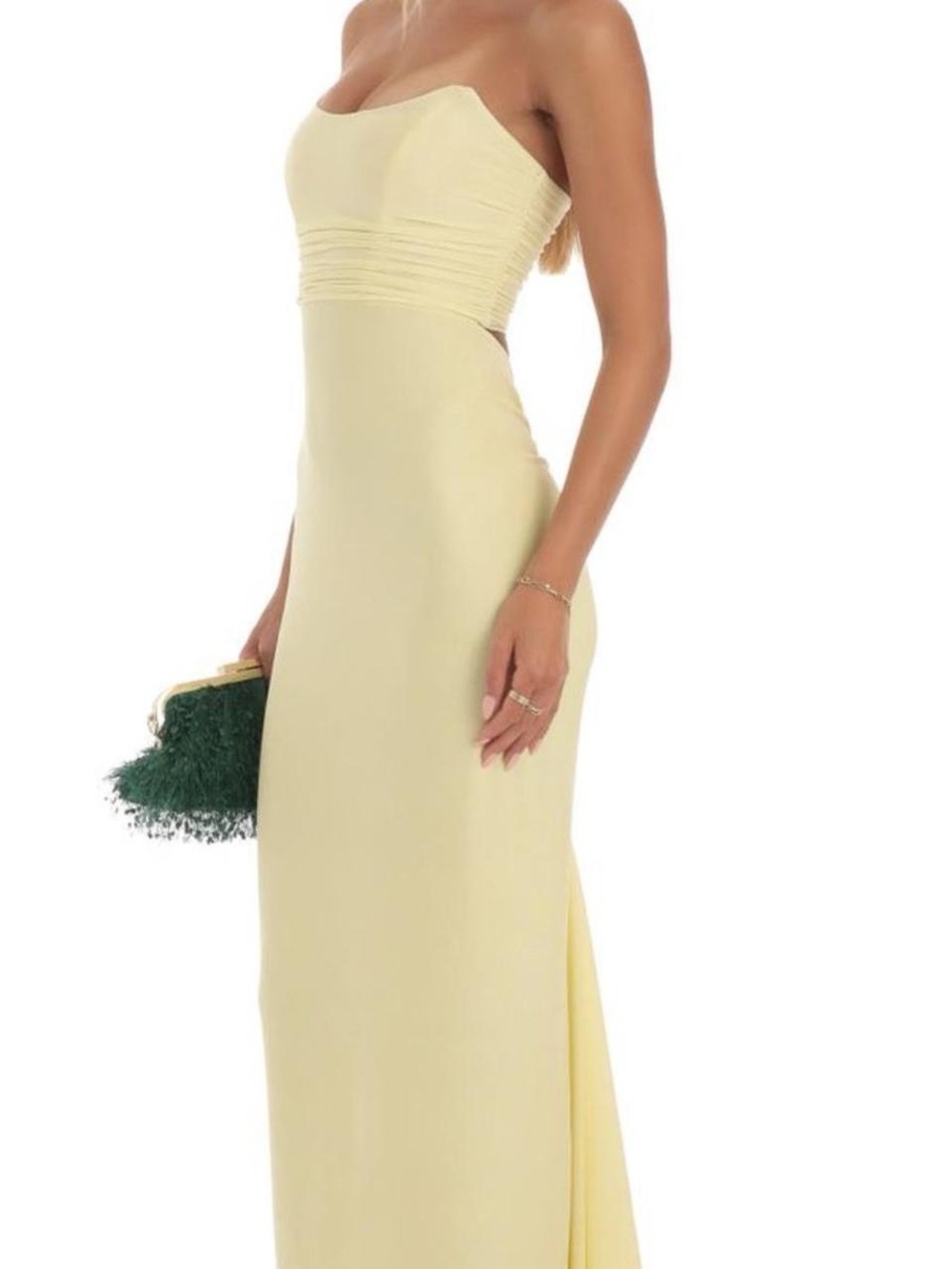 Lucy in the Sky Strapless Pale Yellow Column Gown